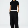 Tibi Tropical Wool Marit Pull On Pant Black Clearance