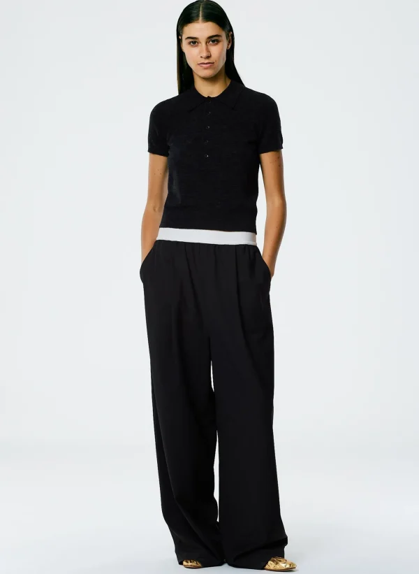 Tibi Tropical Wool Marit Pull On Pant Black Clearance