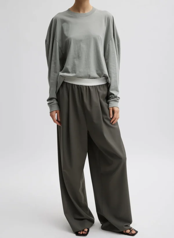 Tibi Tropical Wool Marit Pull On Pant Dark Stone Discount