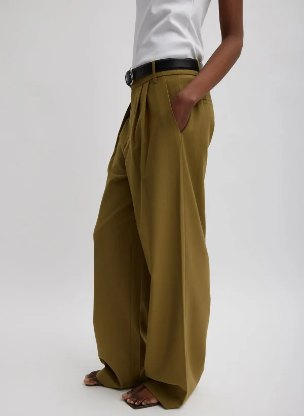 Tibi Tropical Wool Stella Pant Dark Hazel Clearance