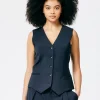 Tibi Tropical Wool Vest Navy Hot