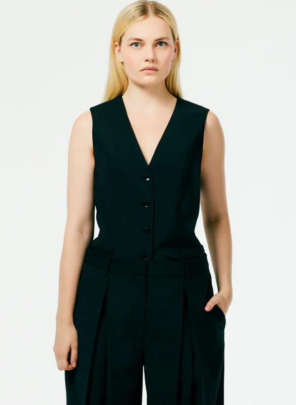 Tibi Tropical Wool Vest Black Online