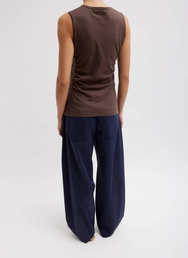 Tibi T-Shirting Shirred Crewneck Top Cacao Fashion