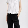 Tibi T-Shirting Shirred Neck Circular Top White Fashion