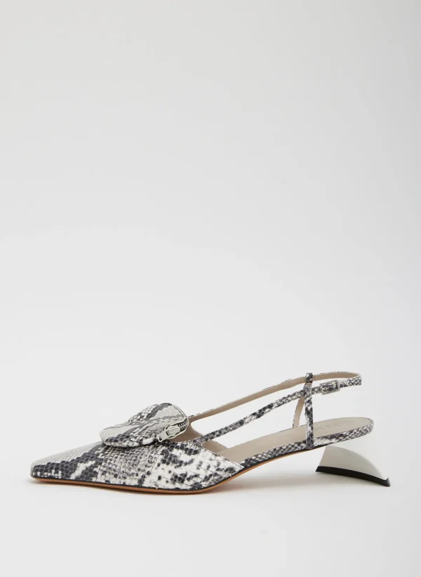 Tibi Victor Embossed Snake Slingback Grey Embossed Snake Fashion