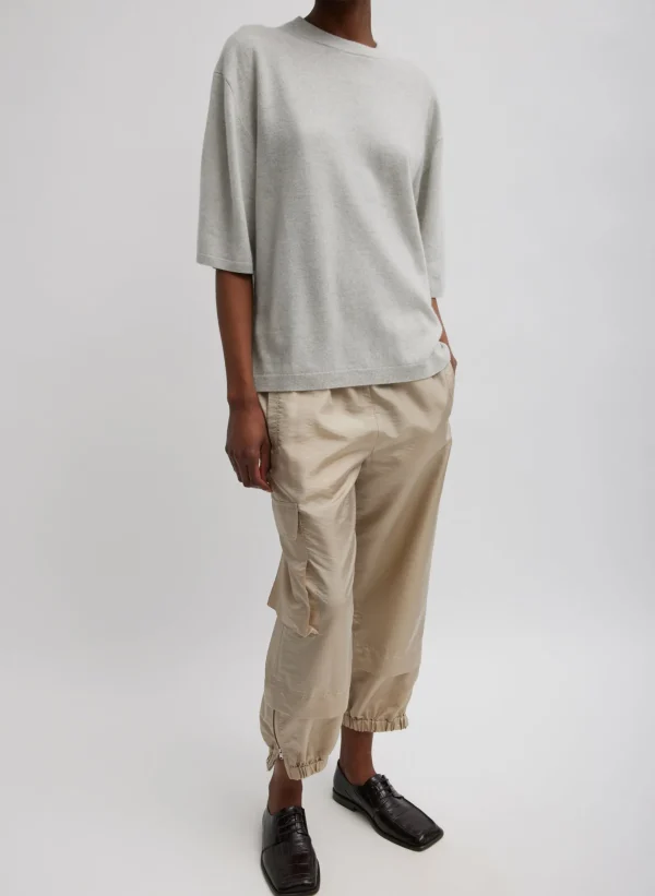 Tibi Washable Cashmere Oversized Easy T-Shirt Light Heather Grey Online