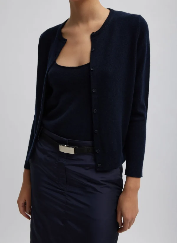 Tibi Washable Cashmere Shrunken Cardigan Navy Discount