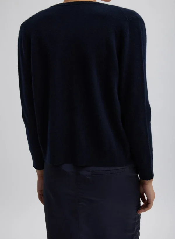 Tibi Washable Cashmere Shrunken Cardigan Navy Discount