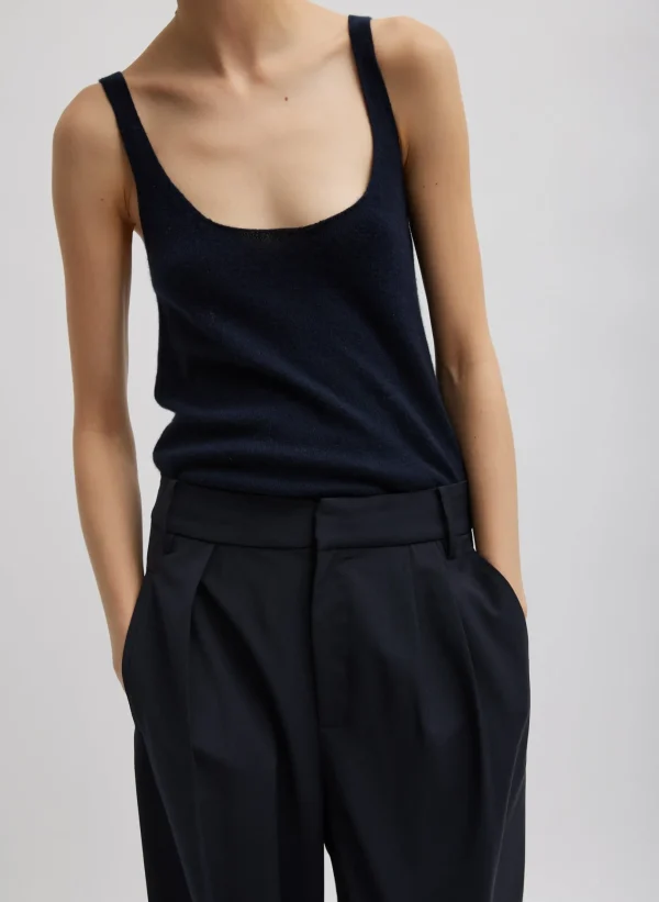 Tibi Washable Cashmere Tank Sweater Navy Discount